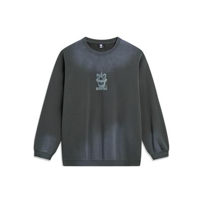 Felpa Girocollo Li Ning Badfive con Lettere Sfumate Unisex Grigio Scuro AWDTE17-1