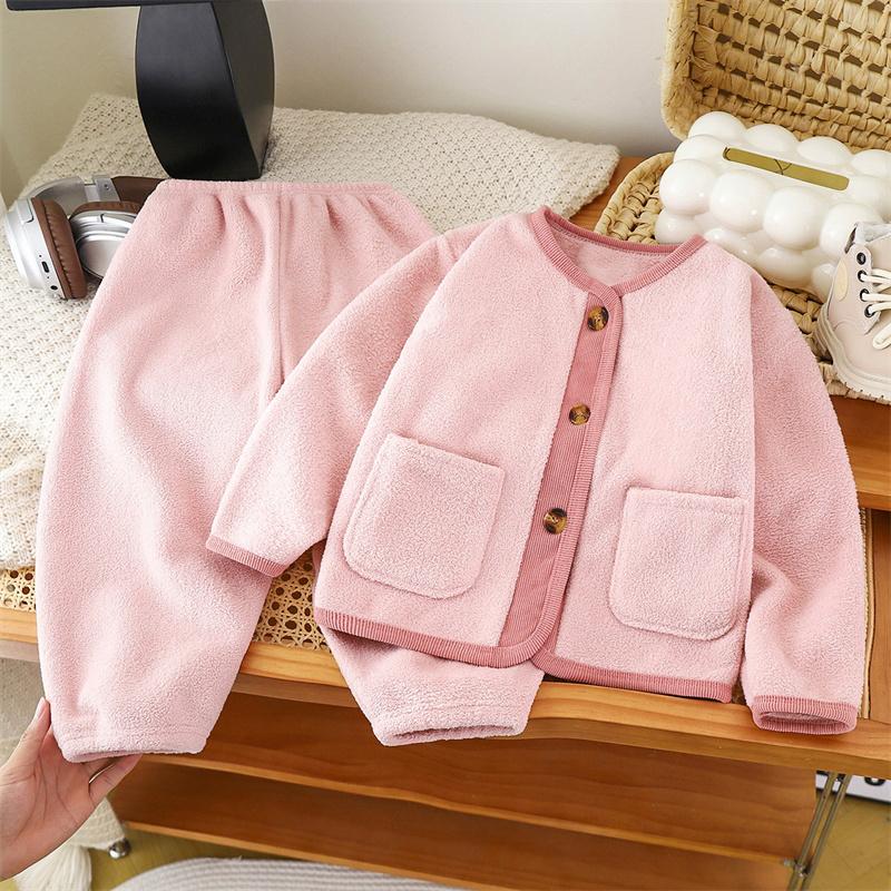 Autumn Winter Sets Children's Padded Suit Girls' Warm Pajamas Outfits Boys' Coat Trousers 2Pcs Children's Clothing