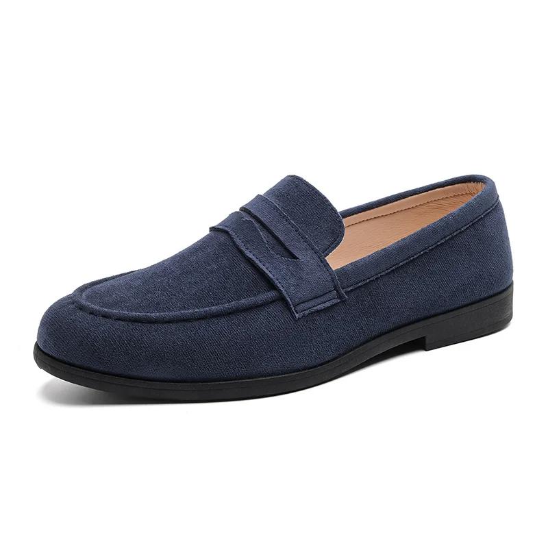 Retro Brown Men's Loafers Comfortable Suede Leather Casual Shoes Man Slip-on Shoes Flat Moccasins For Men Zapatos De Hombre