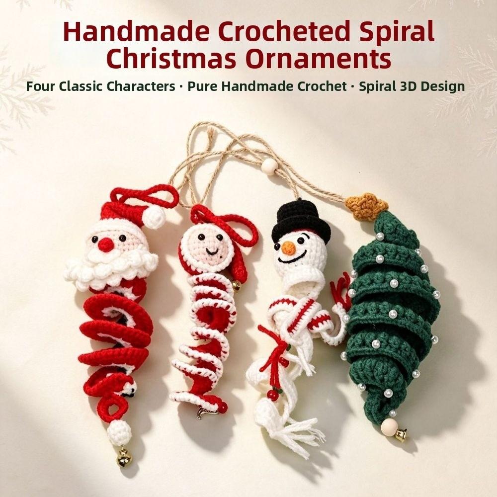 Handmade Gift Snowman Spiral Crochet Pendant DIY Crochet Santa Claus Decor Holiday Party