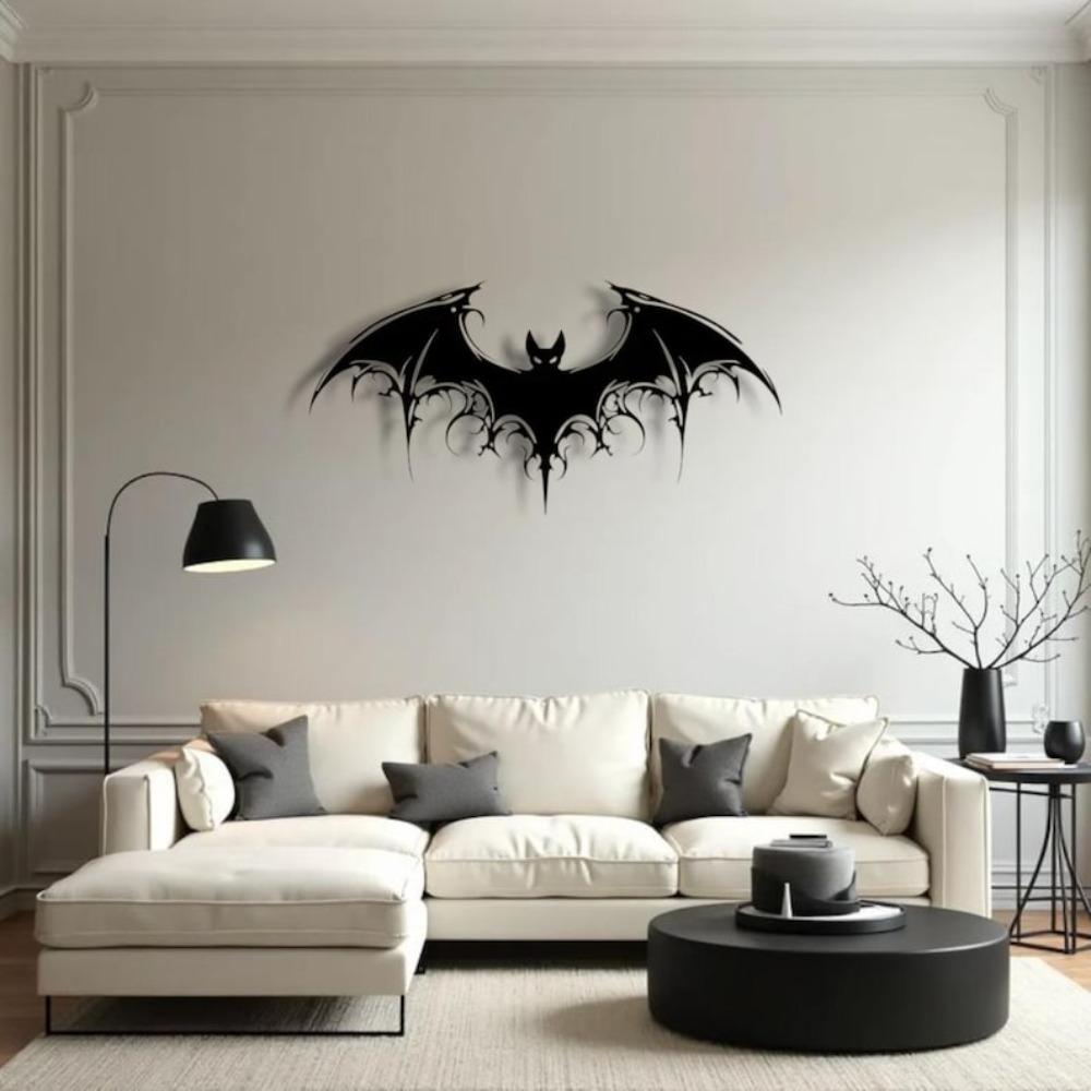 Gothic Iron Bat Wall Art, Fantasy Home Decor, Halloween Gothic Wall Hanging, Metal Sculpture