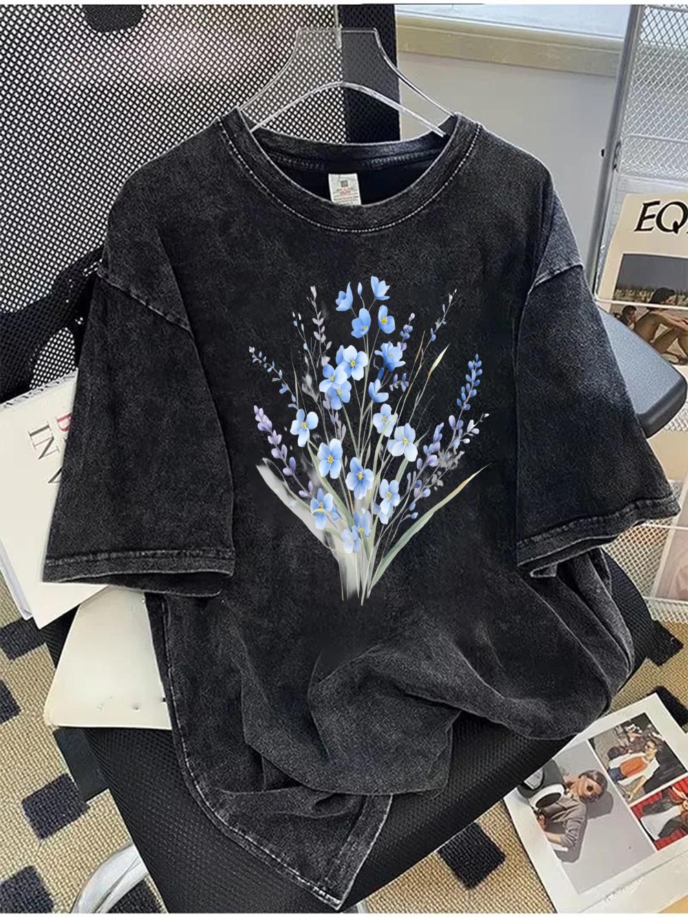 

Womens Tshirt Floral Print Distressed Tshirt Top Yk Clothing Summer Short Sleeved Tshirt Casual S