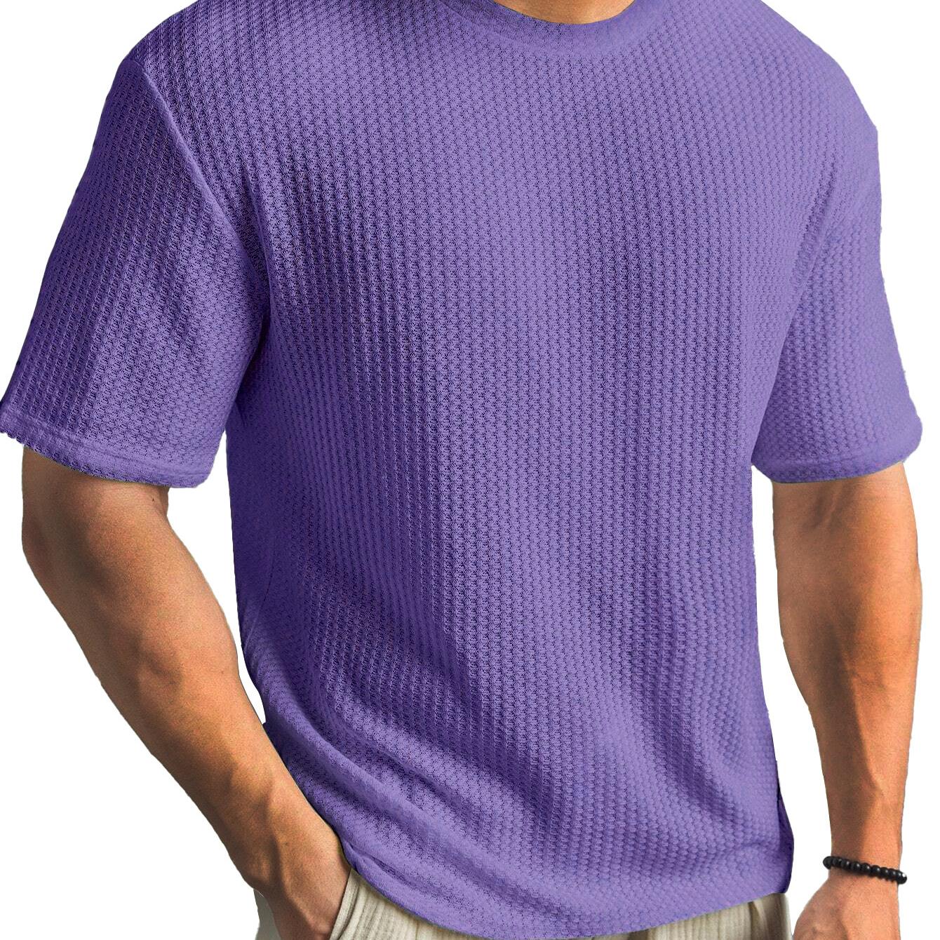 VIYOO Nieuw Zomers T-shirt voor Heren, Korte Mouwen, Casual, Veelzijdig en Stijlvol 2XL paars