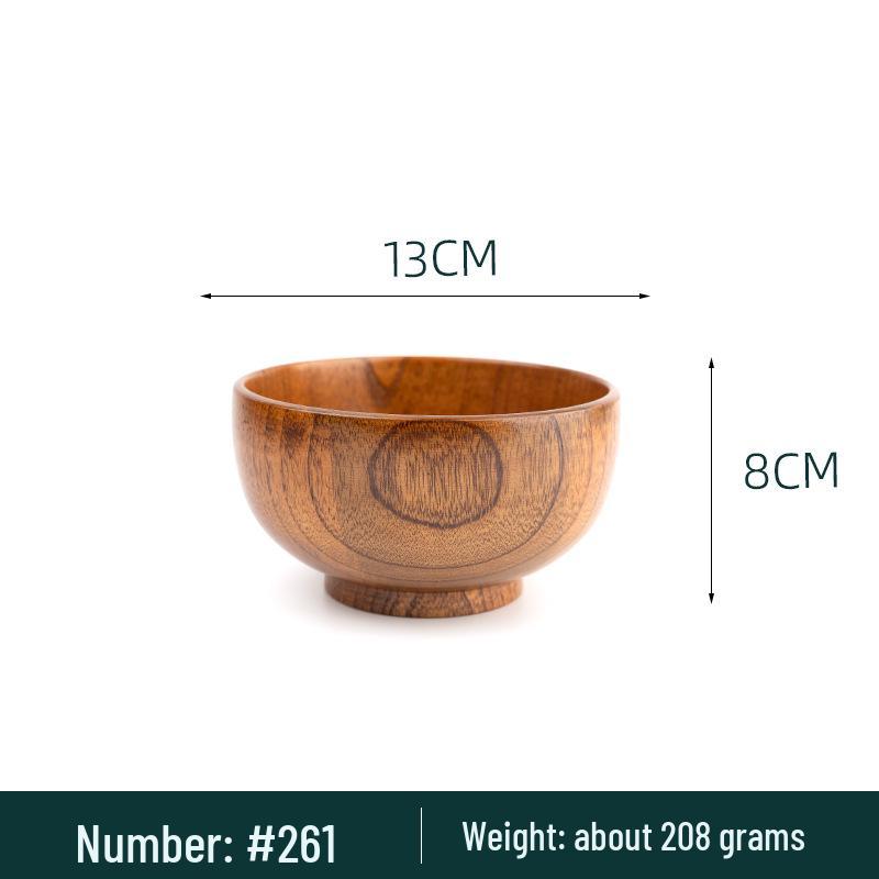 Japanese Sour Jujube Wood Ramen Bowl - Anti-scalding Instant Noodle and Rice Bowl for Kids, Wooden Tableware for Soup, Household Bowls and Plates