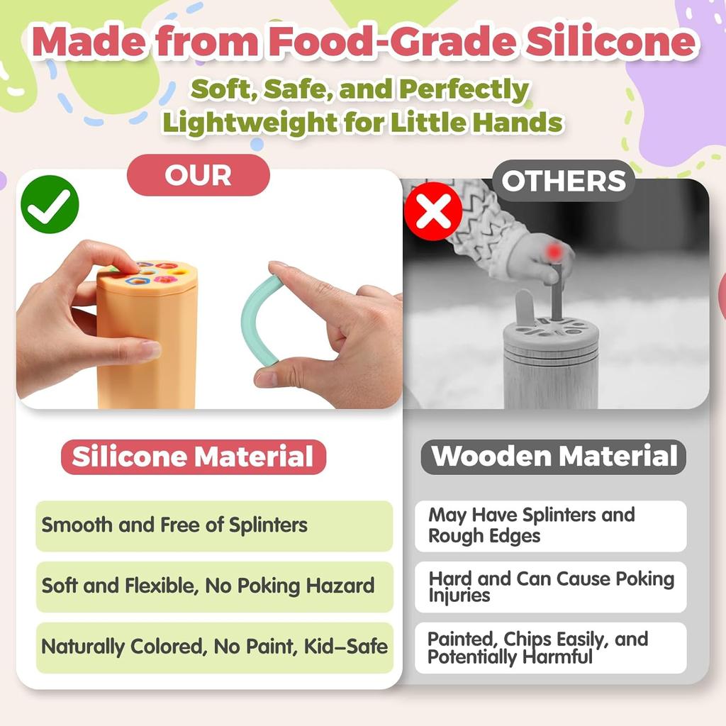 Shape & Color Sorting Montessori Toys for Toddlers 1-3, Soft Silicone Toys, Preschool Activities Matching Game, Educational Toy for Boys and Girls