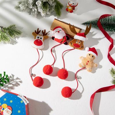 Pet Toy Cat Bell Creative Gift Christmas Elements Teasing Cat Stick Pet Toys Santa Claus Elk Snowflakes Chew-resistant Pet Toys