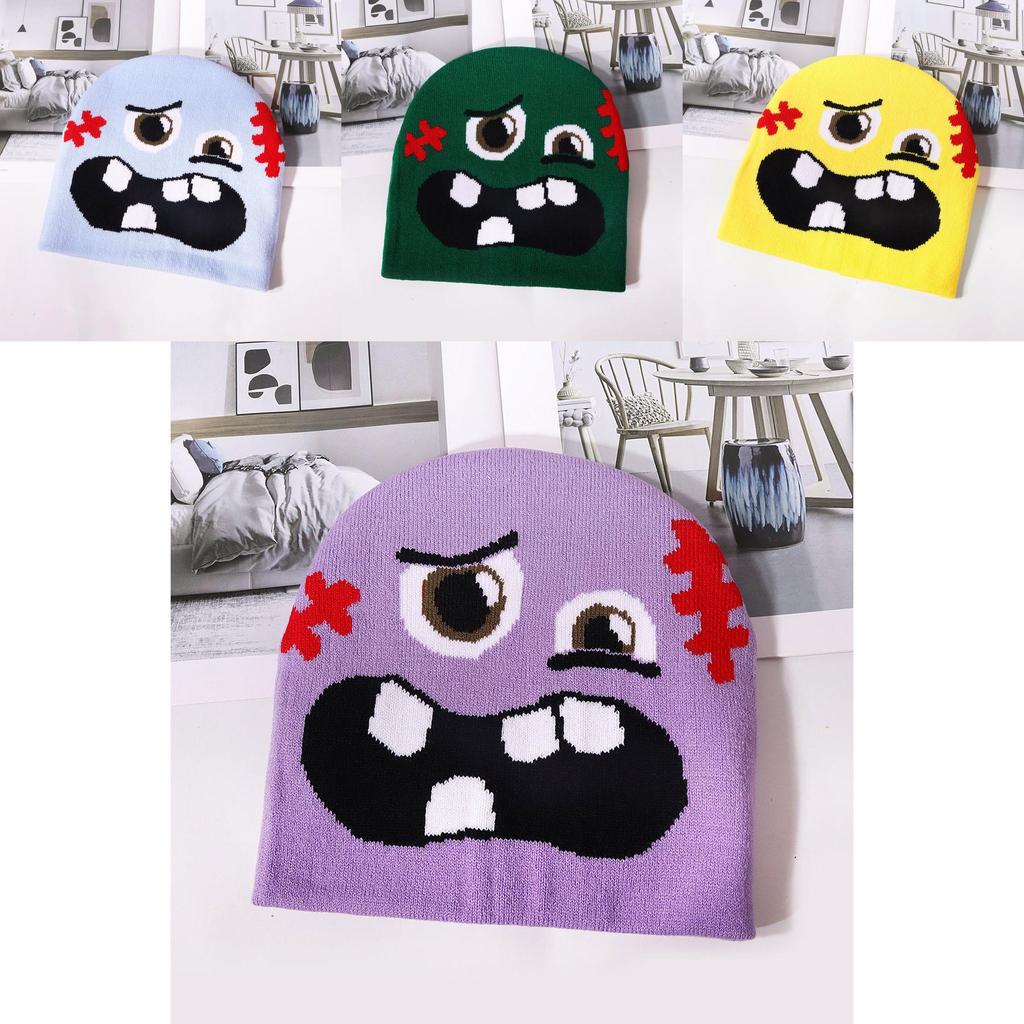 Knit Hat For Outdoor Casual Warmth With Expression Design For Fall Winter