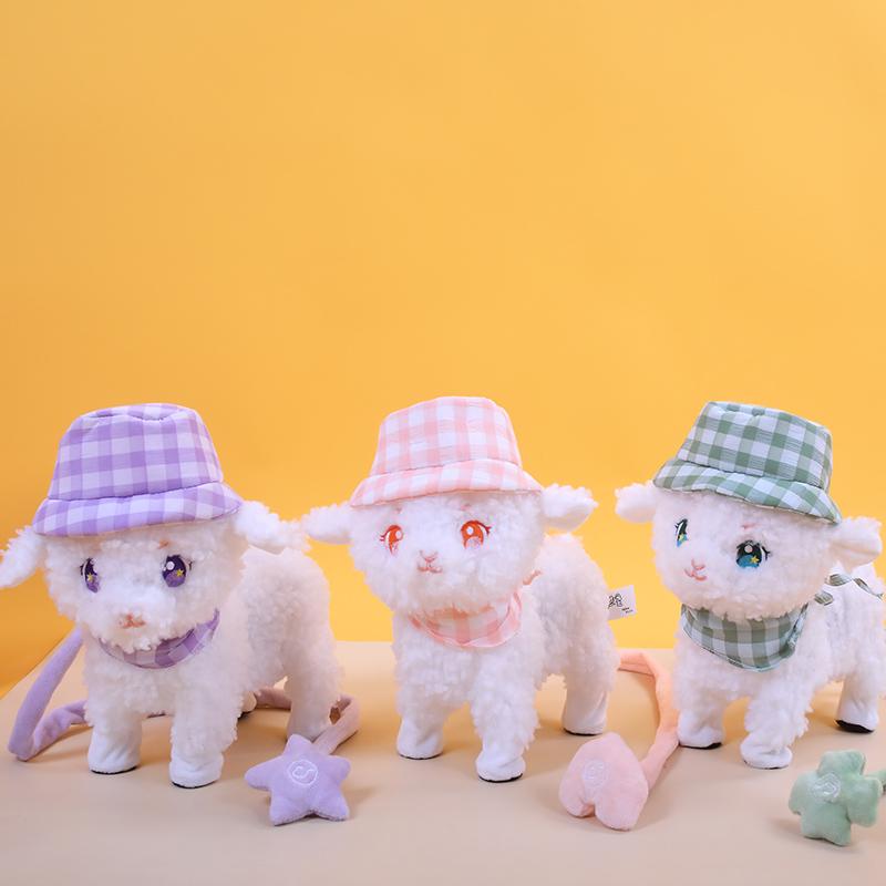 Fresh Electric Simulated Fluffy Realistic Sheep Boys And Girls Plaything Can Walking Paired With Call Electric Stuffed Robot Pet Dogs