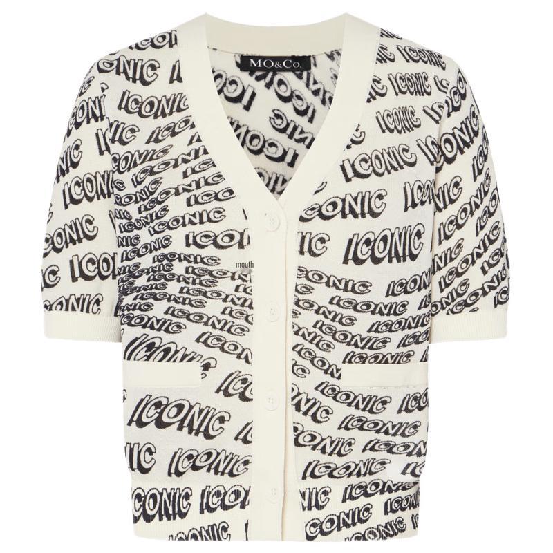 

MO&Co. Вязаный кардиган с V-образным вырезом и коротким рукавом M