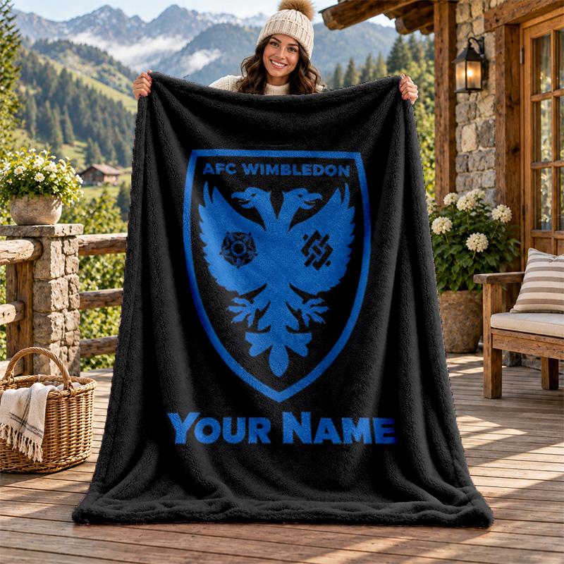 AFC Wimbledon Individueller Name Flanelldecke Personalisierte Weiche Warme Plüschdecke Maßgeschneidertes Geschenk für Familie Freunde
