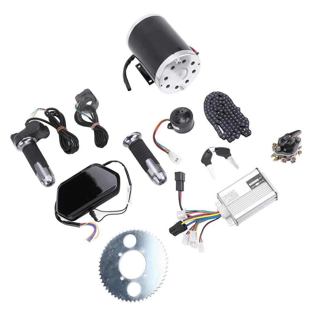 48V 1000W Electric Brushed Motor Kit Direct Current DIY Brushed Motor Controller Display with Sprocket Chain Throttle