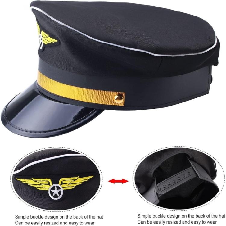 Captain Costume Accessories Captain Hat Uniform Epaulets Embroidered Applique Glasses Neck Tie for Men Cosplay