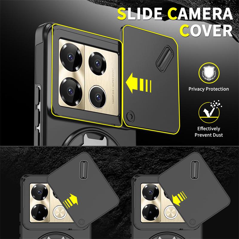 Shockproof Armor Slide Camera Case For infinix Note 40 Pro 5G 4G 50 Pro+4 Plus GT 20 Pro Magnetic Ring Holder Lens Protect Cover