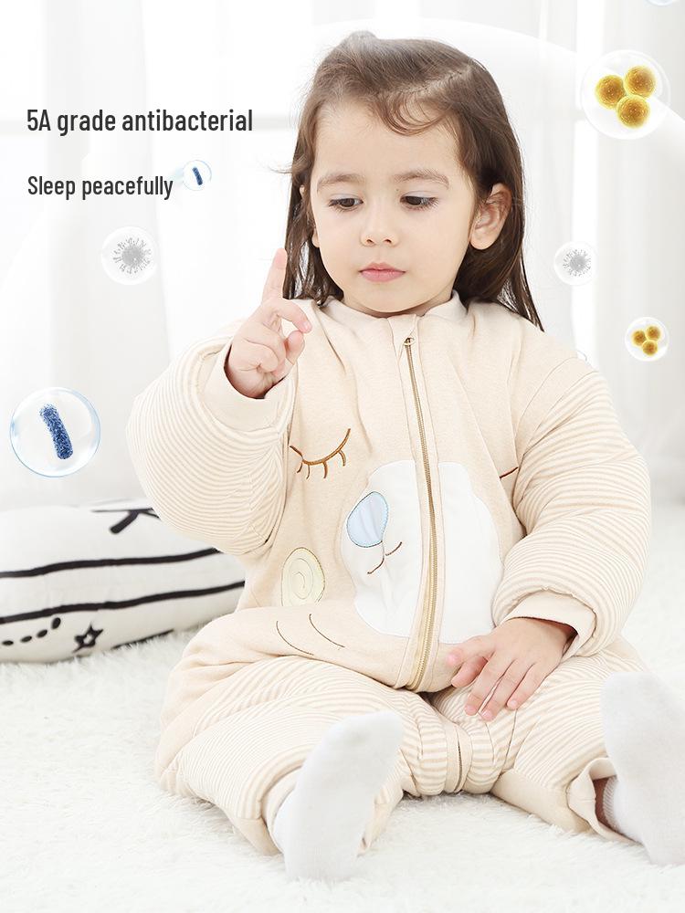 Jingqi Cotton-Padded Baby Sleeping Bag: Winter-Ready, Anti-Kick, Thick, Warm, and Cold-Proof for Infants.