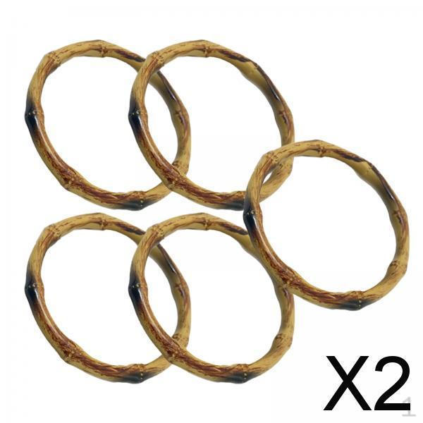 2x 5Pcs Imitation Bamboo Bag Handles Replacement, Round Handbag Handles, for Tote Macrame