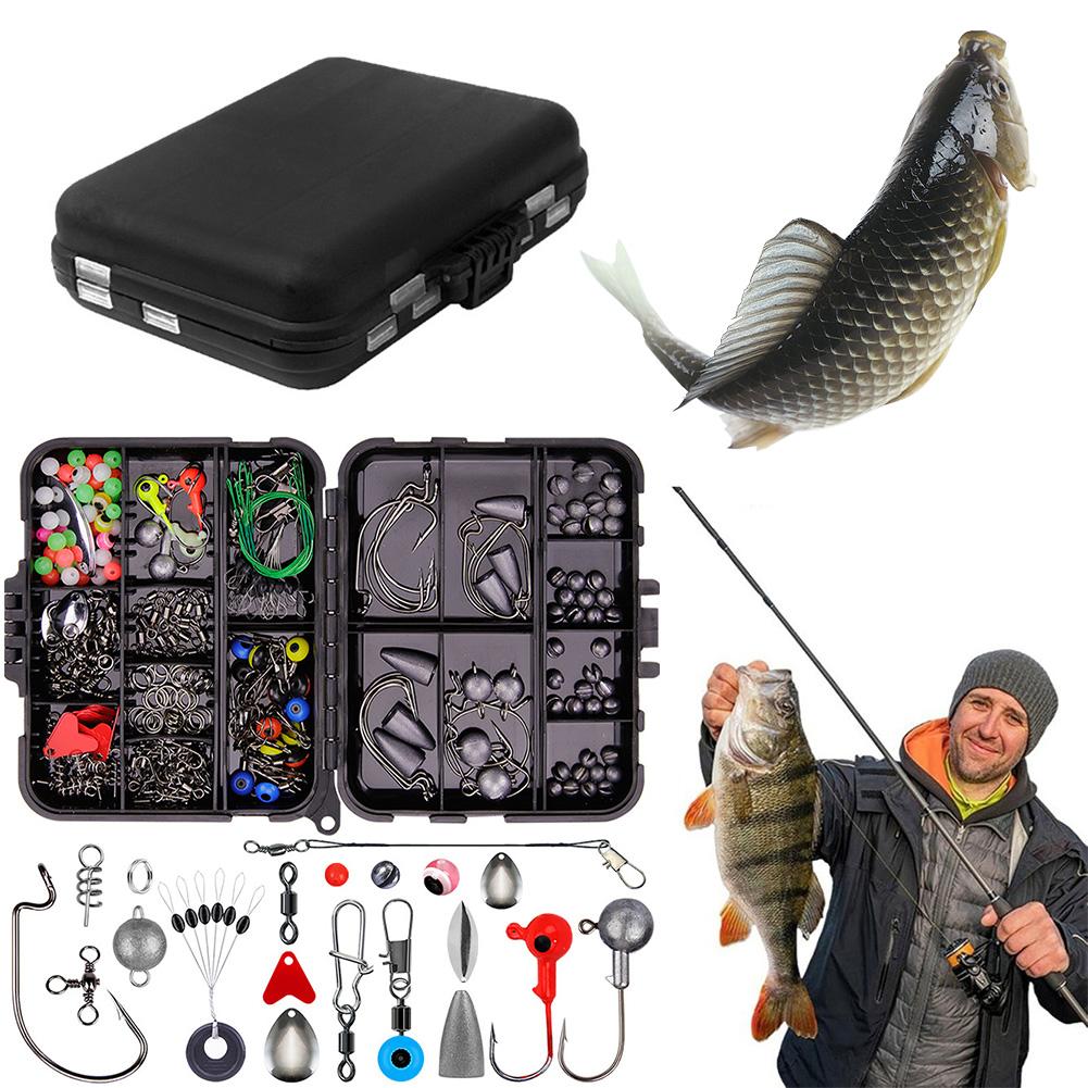 257-teiliges Angelwerkzeug-Zubehör-Kit-Set einschließlich Jig-Haken, Blei, Wirbel, Einhänger, Outdoor-Angelzubehör-Set