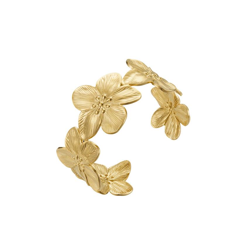 Vintage Flower Shaped Zircon Sets Women Choker Necklace Cuff Bracelet Stud Earrings Adjustable Rings Gold Silver Color Zircon