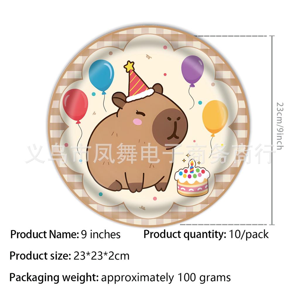 Niedliches Cartoon Kapibara Thema Kindergeburtstagsparty Einweg Pappteller Einladung Kara Flagge Zubehör