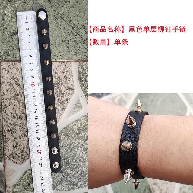 Brățară din piele neagră Manșetă Goth Gothic Bar Brățări Punk Femei Bărbați Brațurile pot fi ajustate Bijuterii