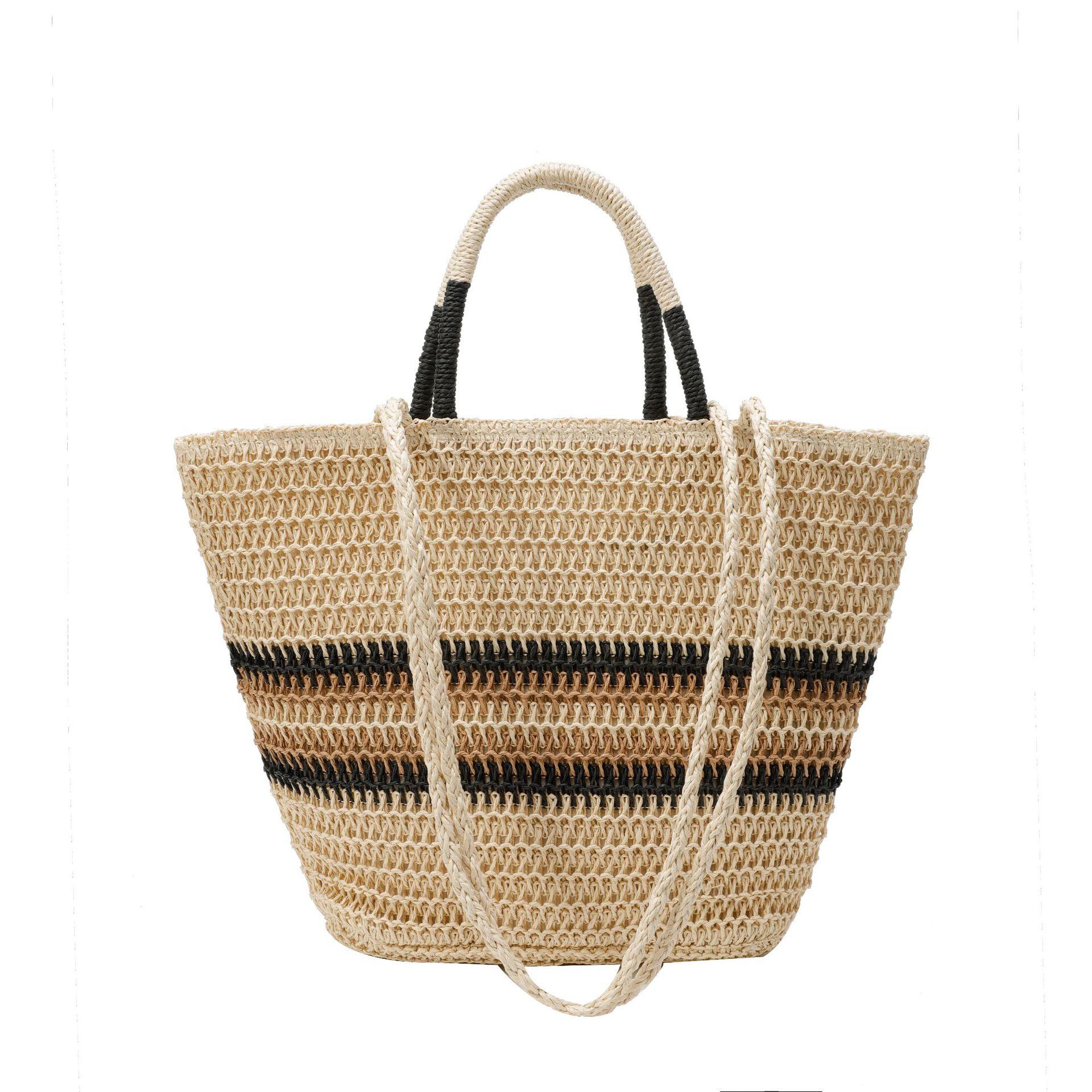 Stylish retro beautifully woven plaid contrasting color large-capacity women s shopping bag tote bag shoulder messenger bag