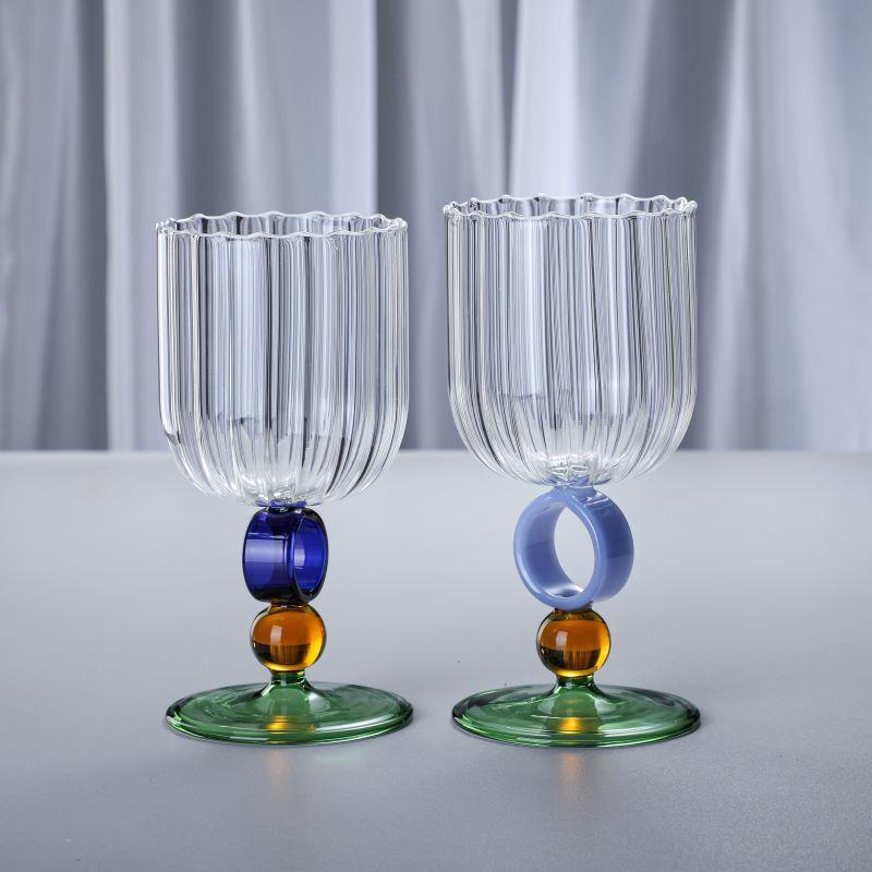 New high borosilicate blue jade glass goblet