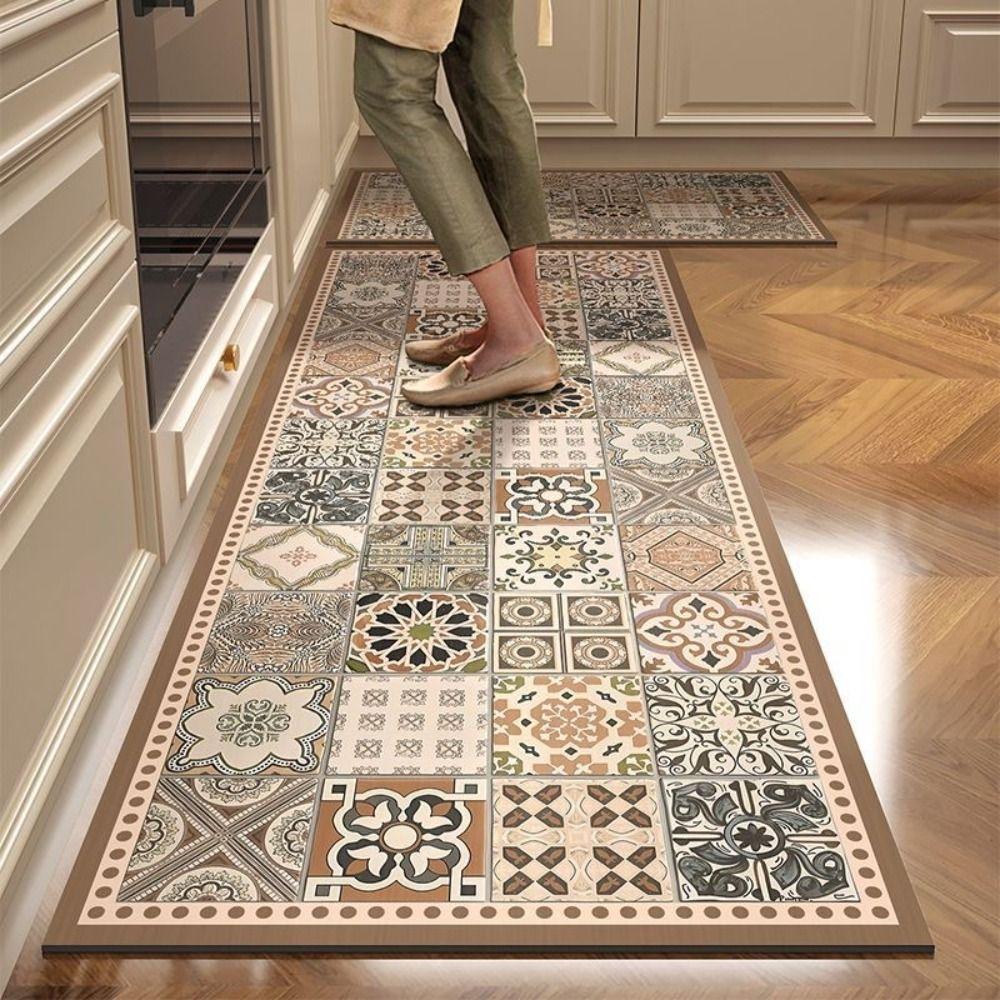 Retro Kitchen Floor Mat Quick-drying Floor Rug High Quality Doormat Household