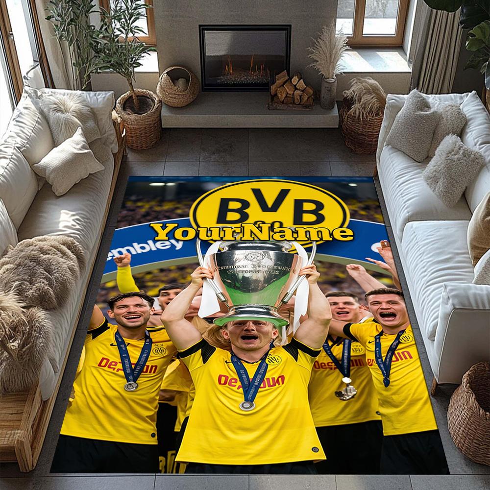 Borussia Dortmund Benutzerdefinierter Namens Teppich Design für Arbeitszimmer Spielzimmer Schlafsaal Spielzimmer Rutschfester Teppich Büro Heimdekoration