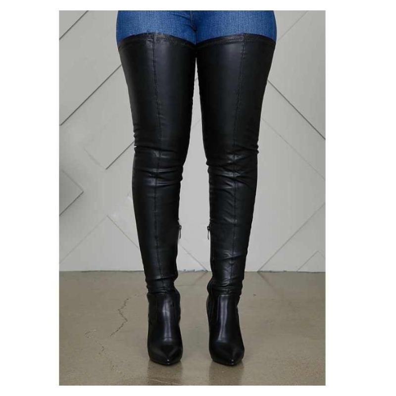 Black Sexy Stiletto High Heels Women Over-the-Knee Boots Pointed Toe Strippers Ladies Shoes Pole Dancing Long Botas De Mujer