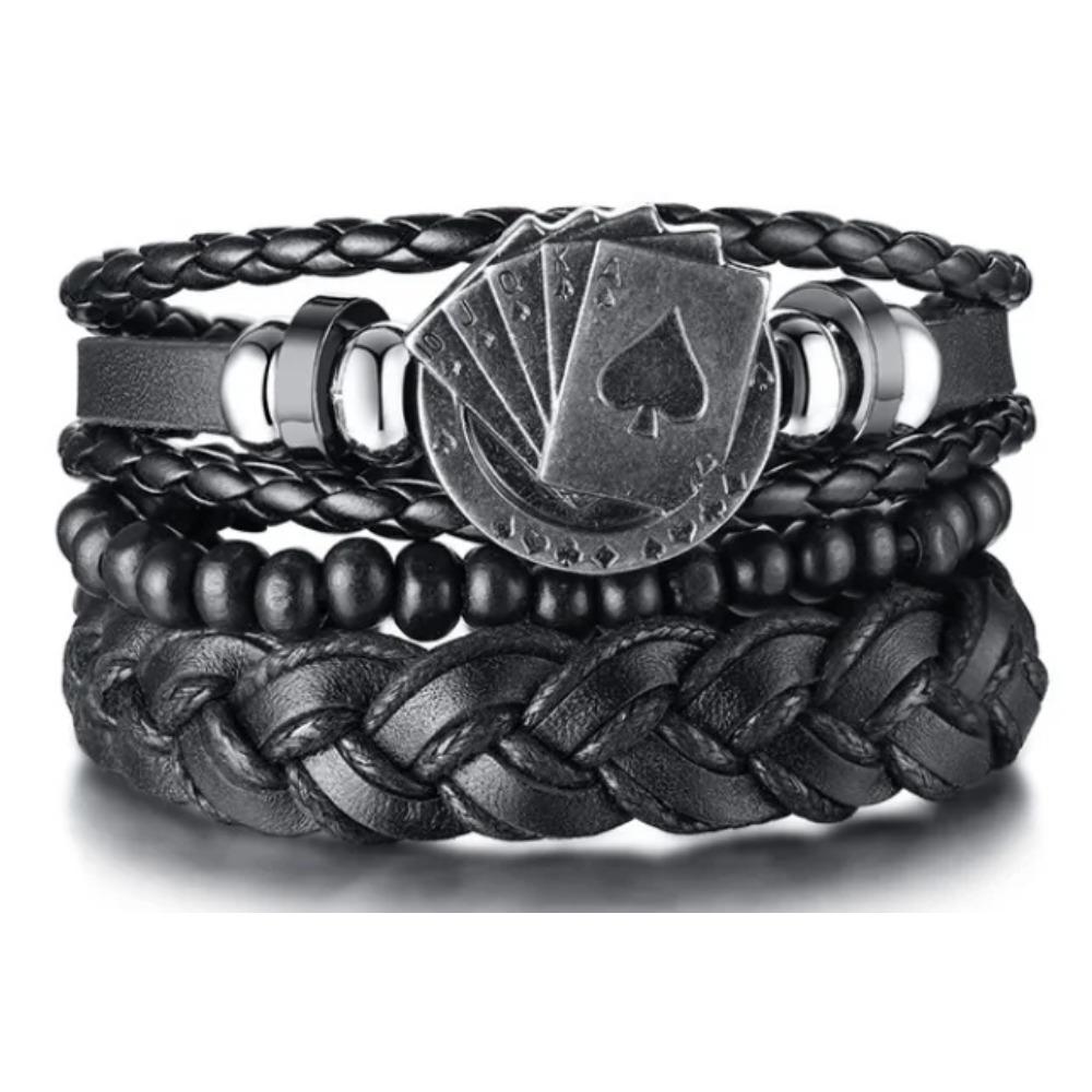 Braided Leather Bracelets for Men Vintage Life Tree Charm Wood Beads Ethnic Tribal Wristband Rope Bracelet Set
