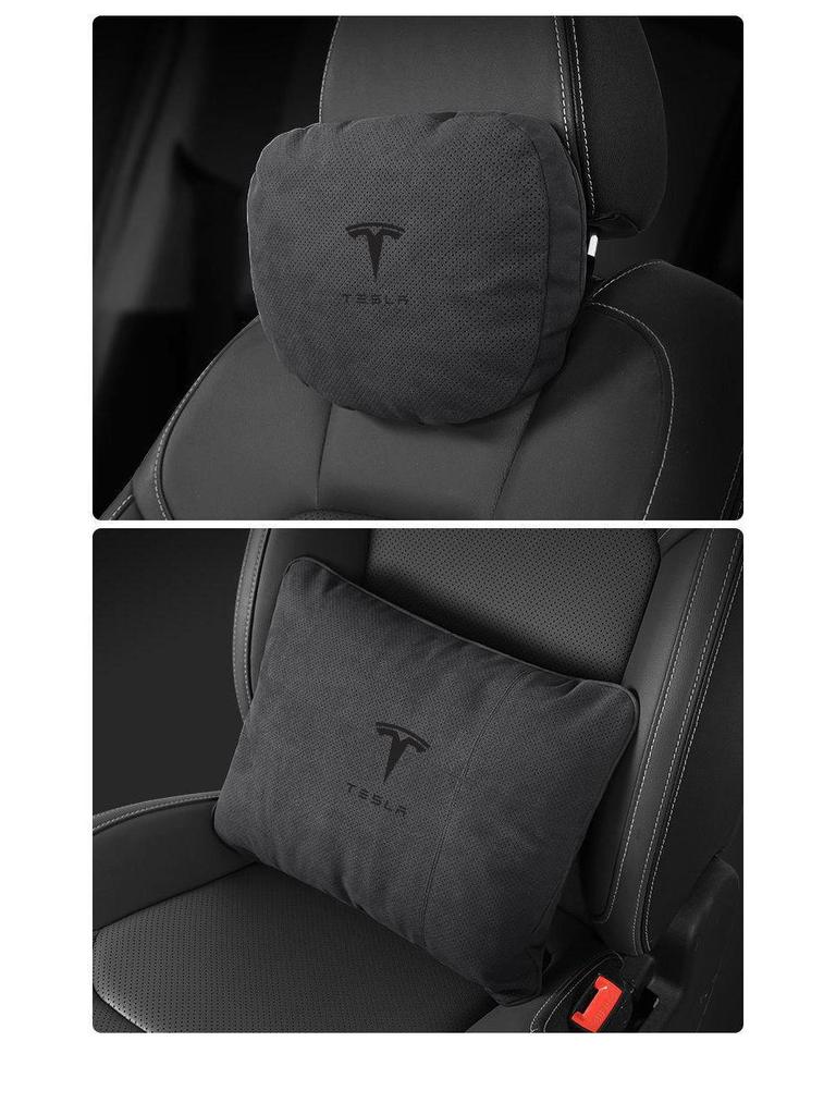 Tesla Model 3/Y Suede Maybach Headrests, Neck & Lumbar Supports