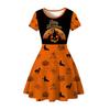 Halloween Witch Children'S Short Sleeve Dress 3D Digital Printing Pumpkin Series Children'S Dress