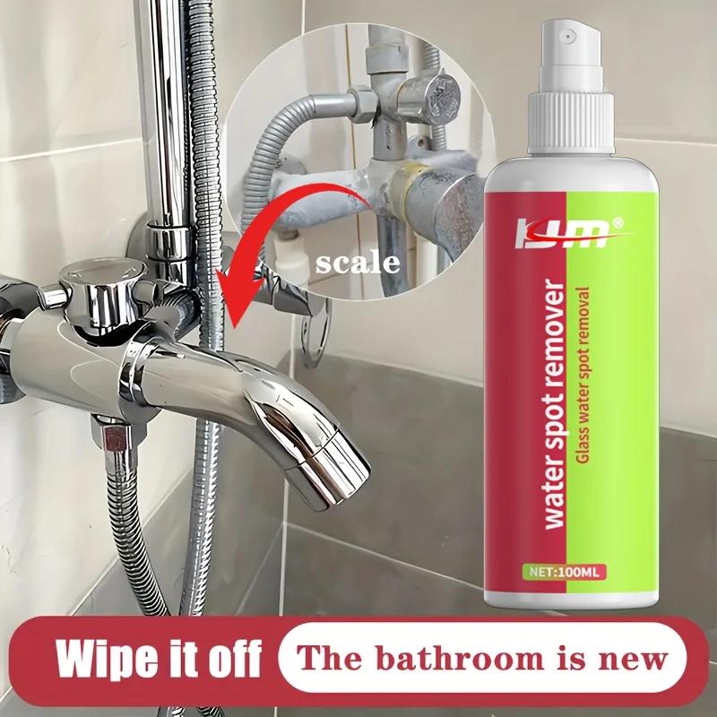 Kit de remoção de manchas de água dura, polidor de vidros de banheiro, removedor potente de água dura, descalcificante para portas de chuveiro, azulejos, aço inoxidável.