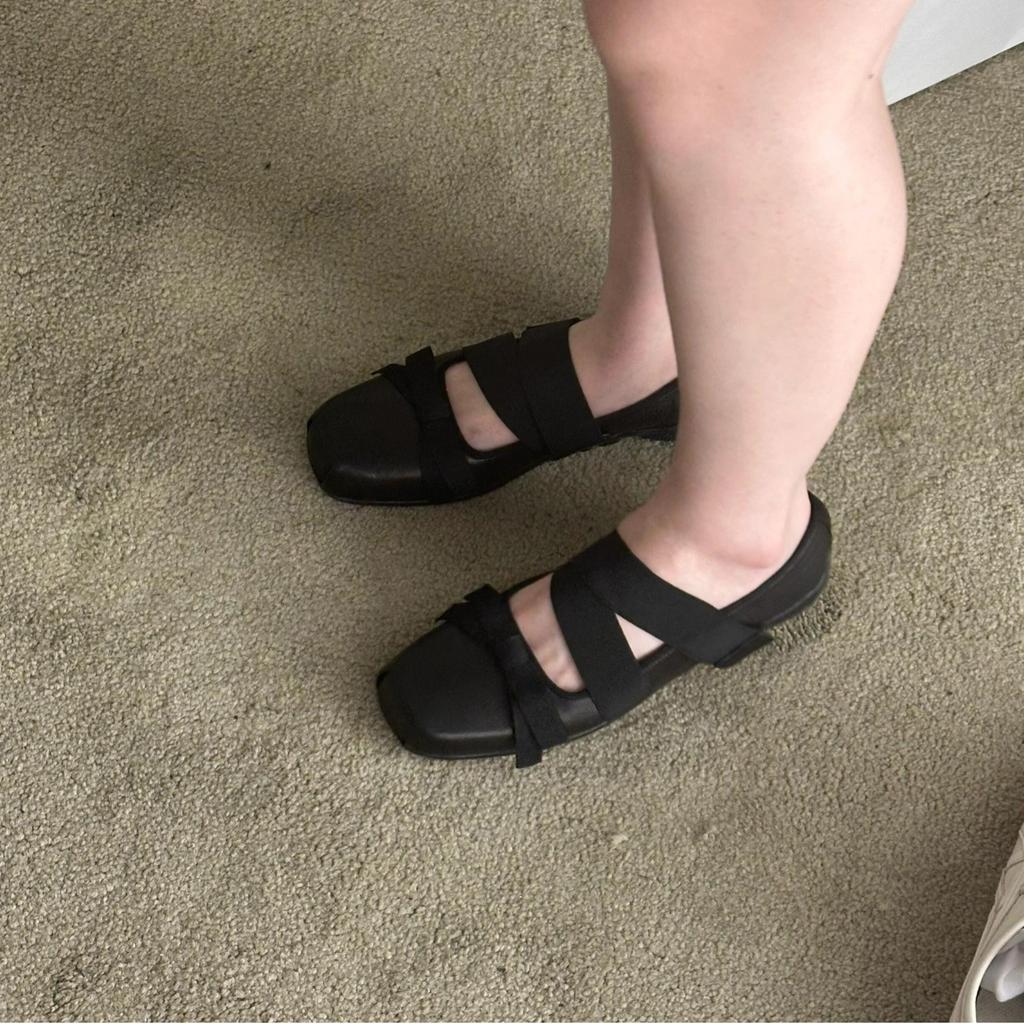 Schafsleder-Version~ Koreanisches Schleifenleder Ballett Mary Jane Einzelne Schuhe Damen Plateau Slipper Silberne kleine Lederschuhe