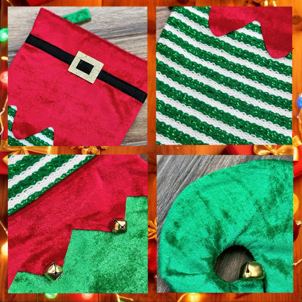 Elf Stocking with Bells - Christmas Tree Ornament & Decoration