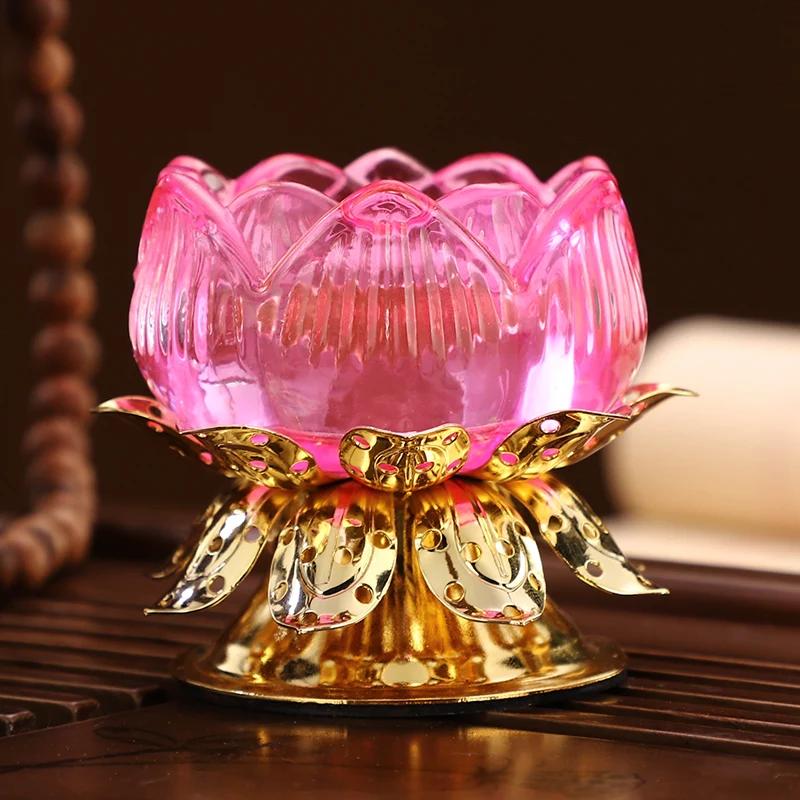1pc Water Glazed Lotus Flower Metal Candlestick Household Sacrificial Supplies Buddhist Temple Supplies Pray for Auspiciousness