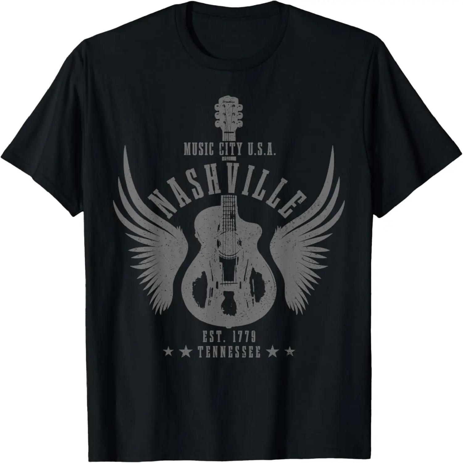 Nashville Guitar TN Tennessee Country Music City Vintage T-Shirt S чёрный