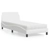 VidaXL Bed with Mattress White 80x200 Cm Faux Leather, Bedroom Furniture, Single Bed, Curved Bed Frame, Slatted Base, 3208298
