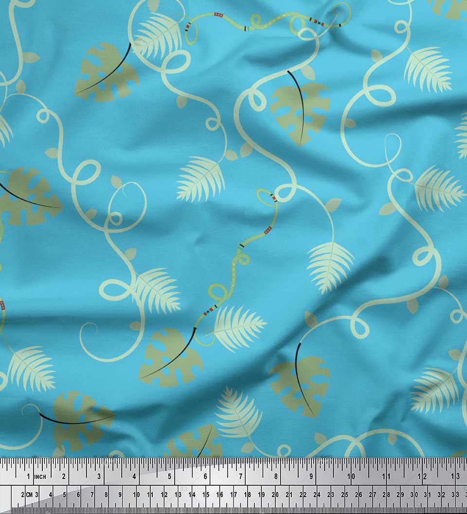 

Soimoi Brown Poly Crepe Fabric Night Pine Leaves Print Тканина на метр 42 дюйма 42 Inch Wide - Poly Crepe синій