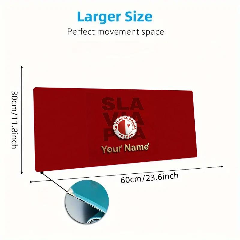 Sk Prague Slavia Custom Name Large Size Mouse Pad Large Gaming Table Cushion Non-slip Laptop Tablet Big Mousepad XXL Mat Mini PC Playmat With Lock edg