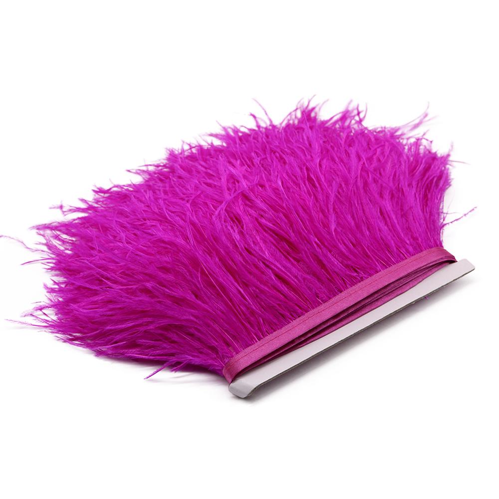 Feather1M Natural White Fluffy Ostrich Feather Trims for DIY Craft Wedding Decoration Colored Plume Ribbon Sewing dress Clothing 8-10cm