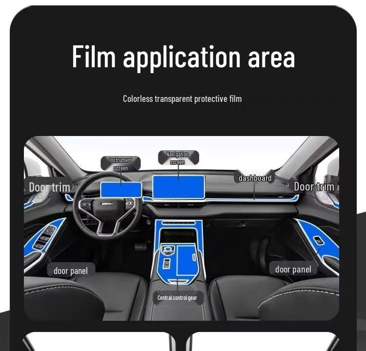 Third Gen Haval H6 Interior Protective Film: Gear Shift, Center Console, Screen, Dashboard.