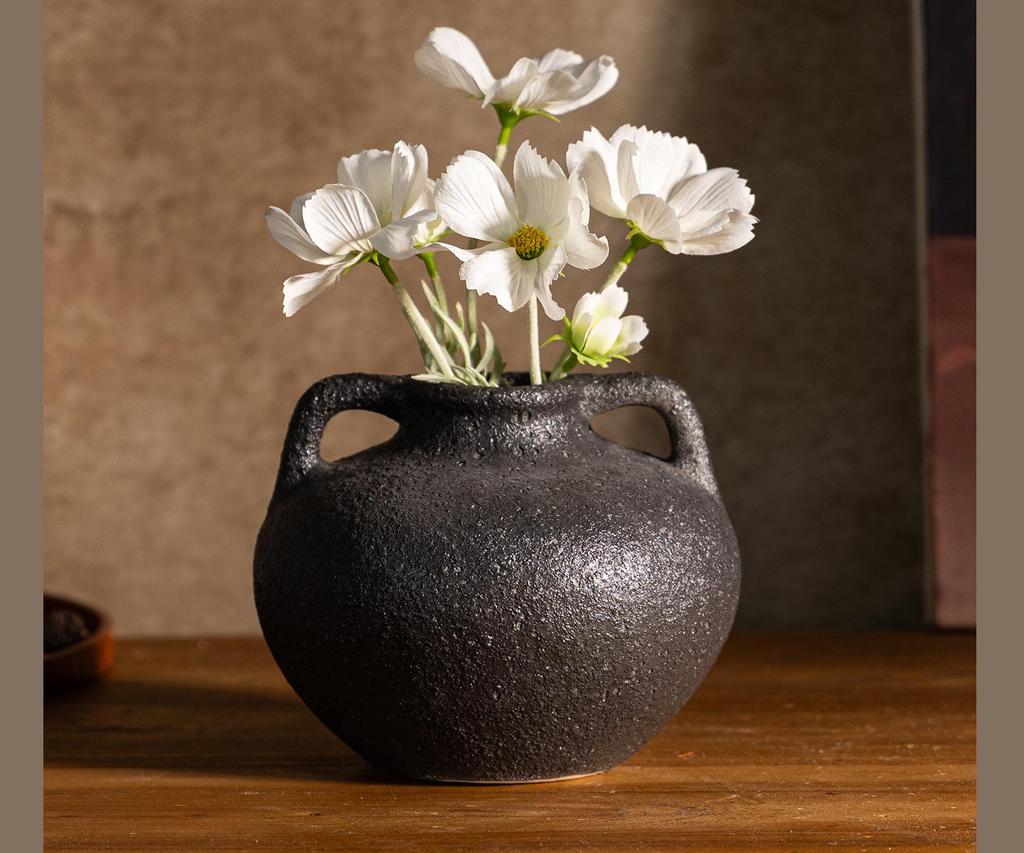 Retro Wabi-Sabi Jingdezhen Ceramic Vase - Vintage Style Small Flower Arrangement Ornament