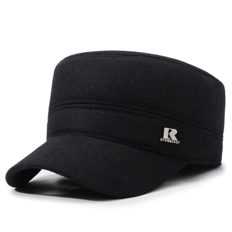 

Зимняя хлопковая кепка для папы среднего и пожилого возраста, мужская уличная ветрозащитная и холодозащитная кепка с защитой ушей, бархатная теплая плоская кепка