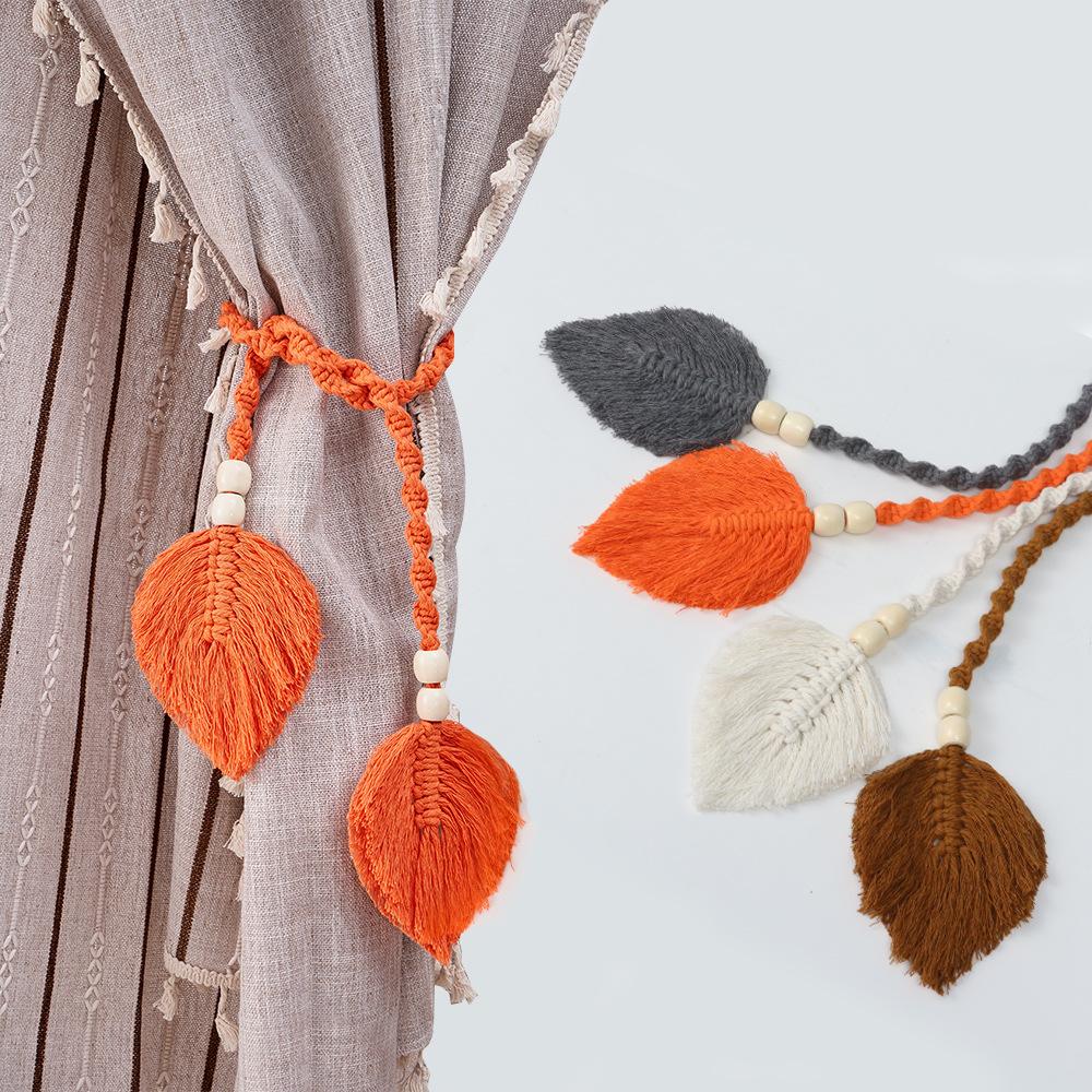 Leaf Curtain Straps Hand Woven Cotton Rope Curtain Buckles