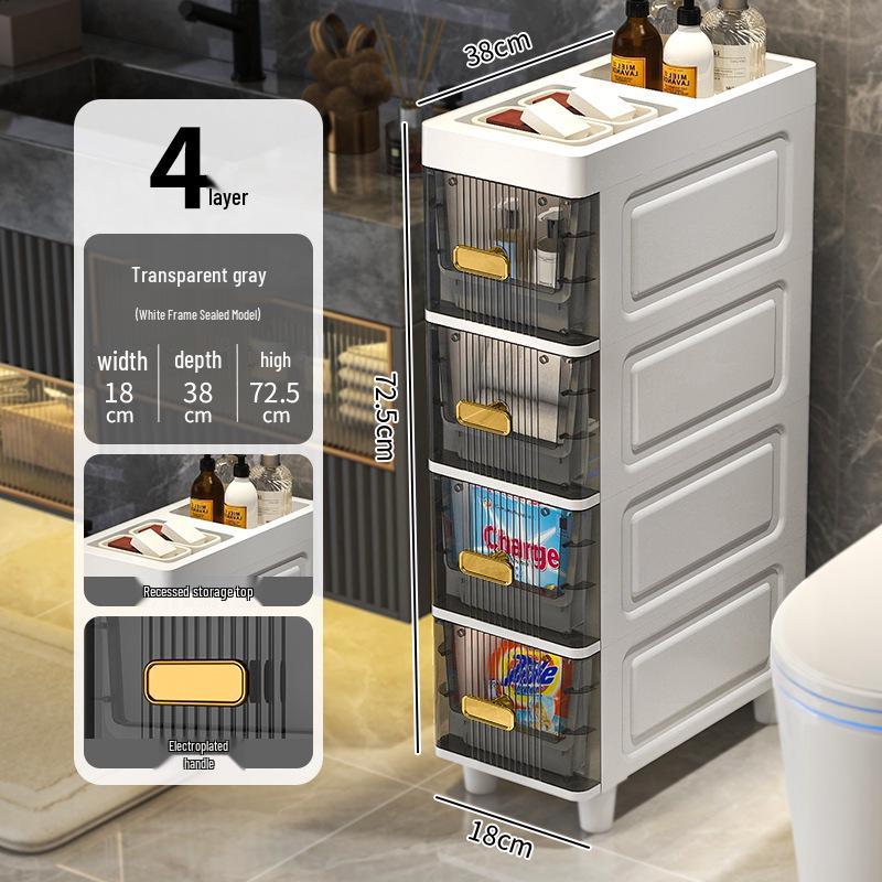 Waterproof Ultra-Narrow Storage Cabinet for Bathroom, Kitchen, and Refrigerator Gaps