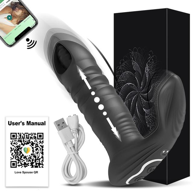 Bluetooth APP Thrusting Anal Butt Plug Vibrator for Women Men Gay Wireless Control Prostate Massager Bullet Buttplug Sex Toys
