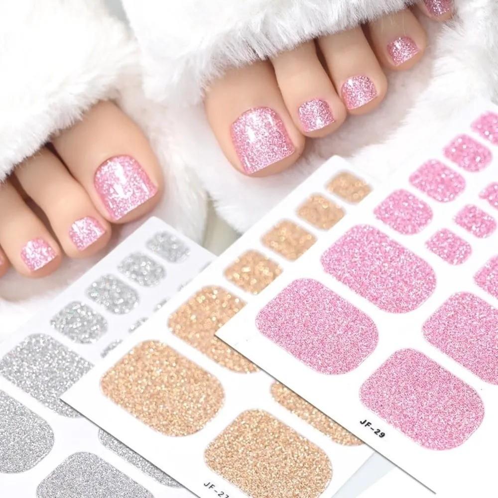 22tips/Sheet Solid Color Shimmer Finish Full Cover Nail Wraps Home DIY Nail Makeover