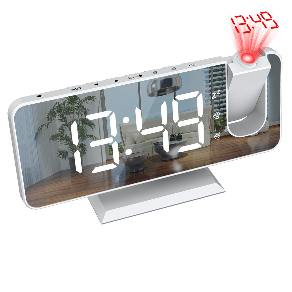 LED Digital Alarm Clock Table Watch Electronic Desktop Clocks USB Wake Up FM Radio Time Projector Snooze Function 2 Alarm