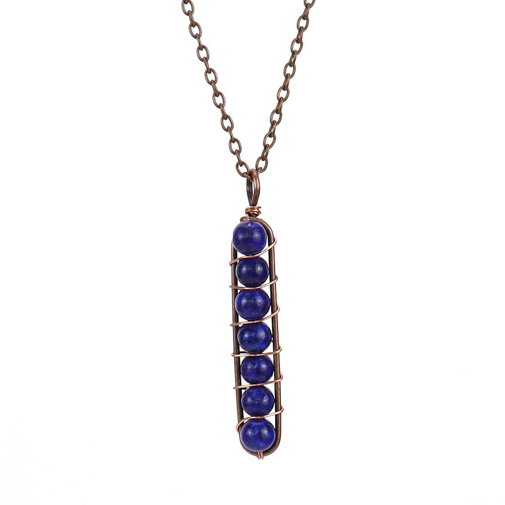 Vintage Hand-Wound Colorful Beaded Crystal Amethyst U-Shaped Pendant Necklace N121