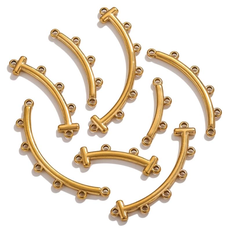 10pcs Multi size Stainless Steel Curved Connectors Multihole Necklace and Bracelet Connector Jewelry Making Supplies